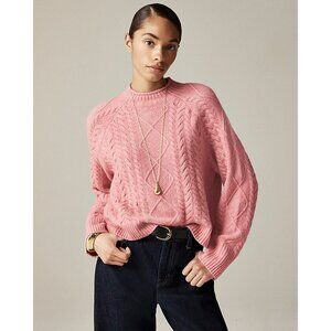 J Crew Cable-knit Rollneck Sweater in Supersoft Yarn Heather Dusty Rose